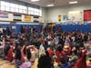 Students and faculty of Grand Avenue Elementary School dressed in red to pledge that they are “Red”y to live drug and bully free. 