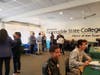 : Students from the NYS P-TECH program meeting with representatives from some of the top manufacturing companies in the country discussing potential employment opportunities post-graduation.