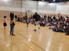 A young Silverstein Hebrew Academy student tries to steal the ball from the World’s Best Ball Handler, Corey the Dribbler.