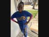 A student from Wheeler Avenue shows off her Blue Jay pride for ‘Spirit Day’