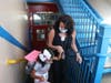 Dr. Maria Rianna helps a Deasy Elementary student find her classroom on the first day.