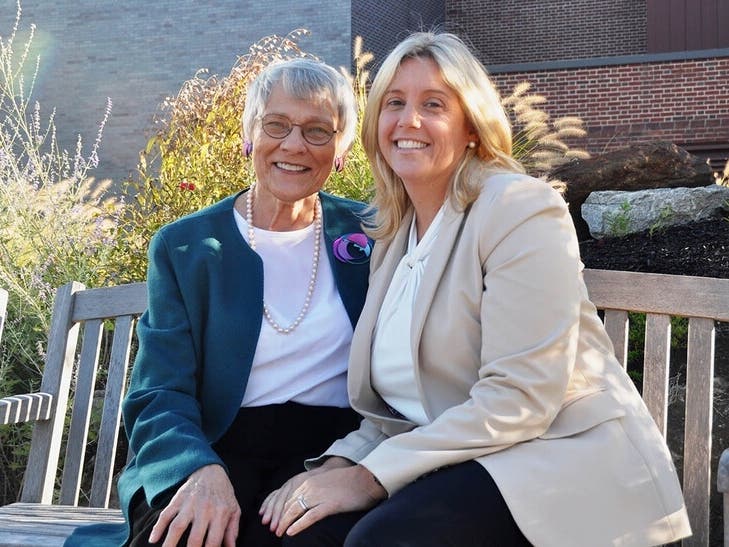 (L-R) Judith A. Jedlicka, local philanthropist and member of the hospital’s Patient and Family Partnership Council and foundation board whose donation made the creation of PBMCs Caregivers Center possible, Tara Anglim, LCSW-R, ACHP-SW, senior director of 