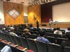 Army veteran Mr. Patrick Yngstrom and Marine veteran Mr. Jerry Bryne speak to students at Glen Cove High School.