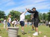 Adam Allaway, of the Long Island Rough Riders, high fived a student who completed one of the day’s challenges. 