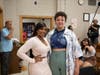 The singer was treated to an impromptu performance from one student, Shye Roberts, right. 
