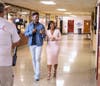 Ashanti and Nate Burleson also took a stroll through the high school as Ashanti recalled her favorite memories and pointed out her own photo on a wall of alumni student athletes.  
