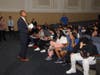 Lawrence Middle School students at their first day of school assembly with Principal Wilis Perry