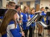 The Riverhead High School band plays to welcome staff to Superintendent’s Conference Day