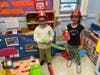 Lawrence Pre-Kindergarten students reenacting what they learned from fire prevention week
