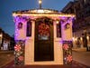 Following their efforts, the booth was all decorated for the holiday season. 