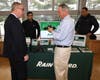 Town of Hempstead Supervisor Don Clavin speaks with representatives from Rain Bird and Irrigation Association of New York Trustee Mike Dwyer about their new irrigation technology