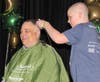 Declan McGuire collected over $2,200 and was given the opportunity to shave the head of JFK Middle School Assistant Principal. 