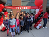 Students crossed the finish line at the first commemorative walk-a-thon. 