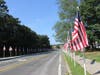 American flags line Memorial Drive, leading to Miller Place High School, to commemorate 9/11. 