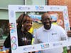 Furthering Fathering Corporation CEO Pastor Jeremy Maynard, right, supported the event with Principal Solomon. 