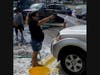 Students worked together with their families to wash cars for Valley Stream residents.