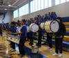 The Roosevelt High School marching band, dance team and cheerleading squad performed at homecoming. 