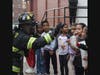 Students at Brooklyn Avenue School met with a firefighter from the Valley Stream Fire Department during Fire Safety Day. 