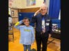 Mr. Catalanotto saluted with students as he fostered an appreciation for veterans.  