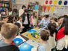 Members of the Lindenhurst High School National Art Honor Society visited Alleghany Elementary School for a collaborative art project.