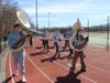 Students marched outside along the high school’s track in the weeks leading up to the parade. 