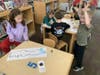 Through trial and error, the students learned how to make the robots move, and follow the paths they set for the small machines.