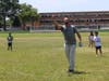 Following the assembly, students broke into teams and played a game of Wiffle ball with Mr. Figueroa as pitcher.