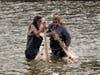 Mrs. Caputo and Mrs. Carmody used a seine net to catch fish, crabs and mollusks for the students to explore. 