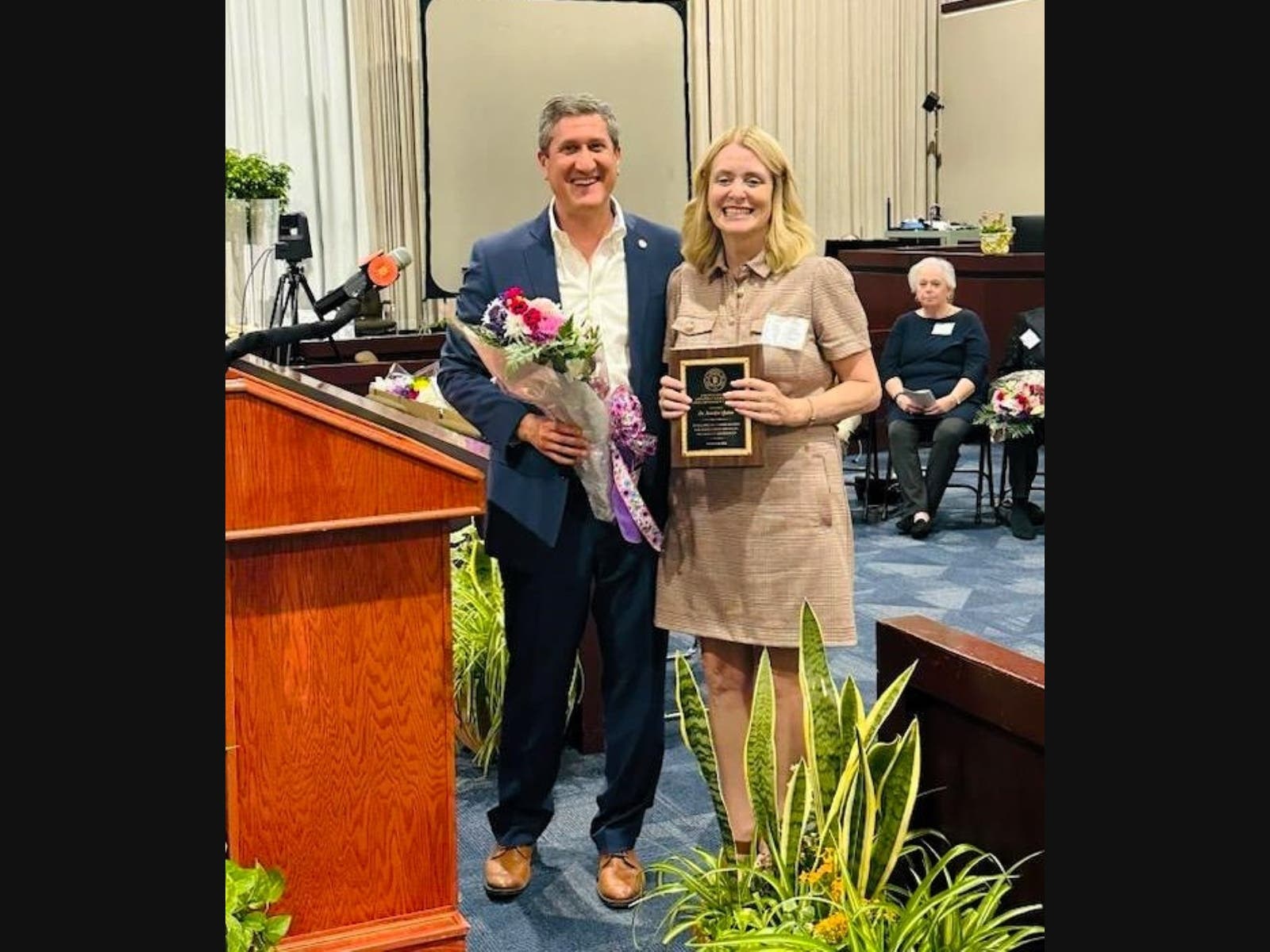 Comsewogue School District Superintendent of Schools Dr. Jennifer Quinn, right, was named the Brookhaven Town Board Women’s Recognition Honoree by Councilman Jonathan Kornreich.