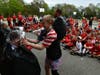 Teachers and administrators were pied in the face by some of the school’s top donors.