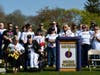 Barbara Fitzpatrick speaking during the pregame ceremony.