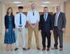 From left, Riverhead Assistant Superintendent for Curriculum and Instruction Laura Arcuri, Riverhead High School valedictorian Aidan Foss, salutatorian Oliver Earl, Superintendent Dr. Robert Hagan, and Principal Sean O’Hara