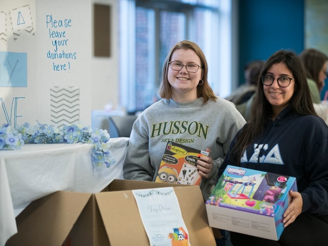The sorority sisters of Delta Sigma Delta at Husson University collected 59 unwrapped toys for the Bar Harbor Bank & Trust Toy Drive. The toy's, collected in the G. Peirce Webber Center, were donated by Husson University students, faculty and staff.