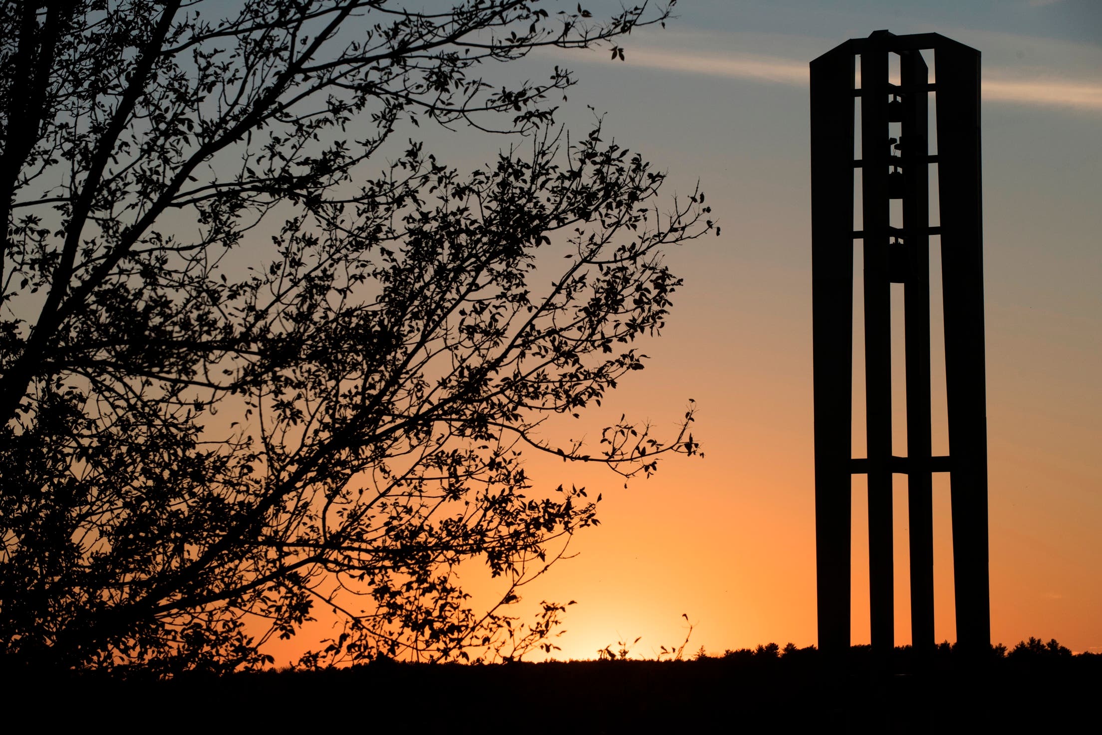 Husson University's Bell Tower at Sunset