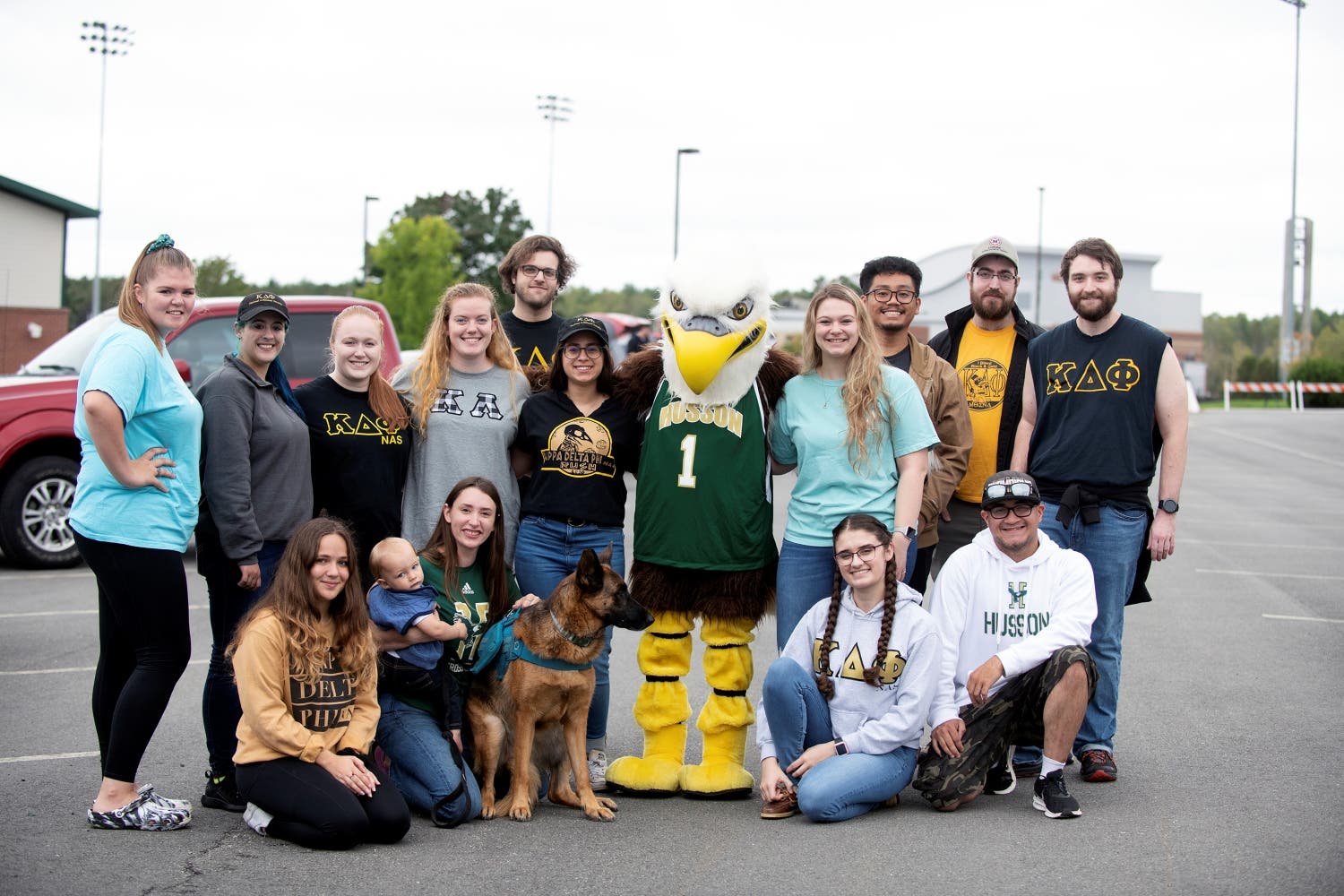 Fraternity and Sorority group shot at Husson Homecoming
