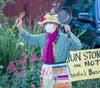 Karen Damian is a member of the Raging Grannies Action League, a Palo Alto-based group that’s been active supporting progressive causes since it formed in 2001.