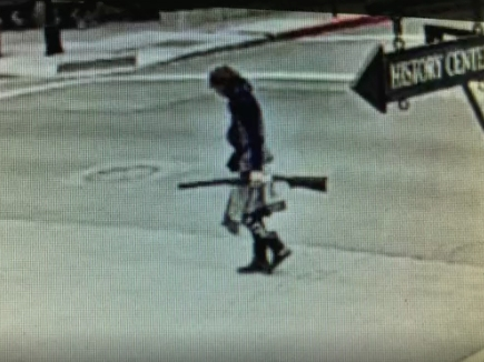  A woman identified by authorities as Sandra Lee Harmon Screen is shown carrying a firearm in a screenshot taken from video of fatal May 5 police shooting in Half Moon Bay released by the San Mateo County Sheriff's Office.