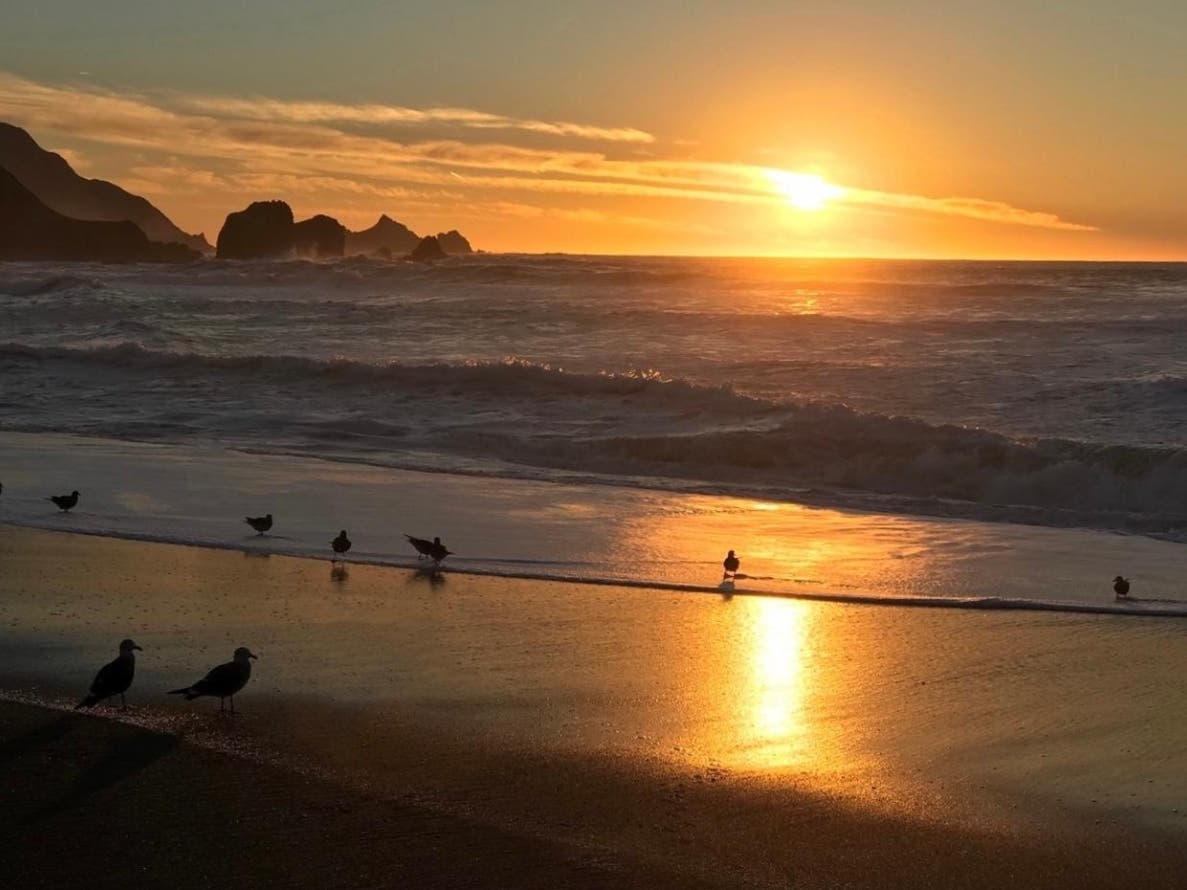 Sunset at Pacifica’s Rockaway Beach.