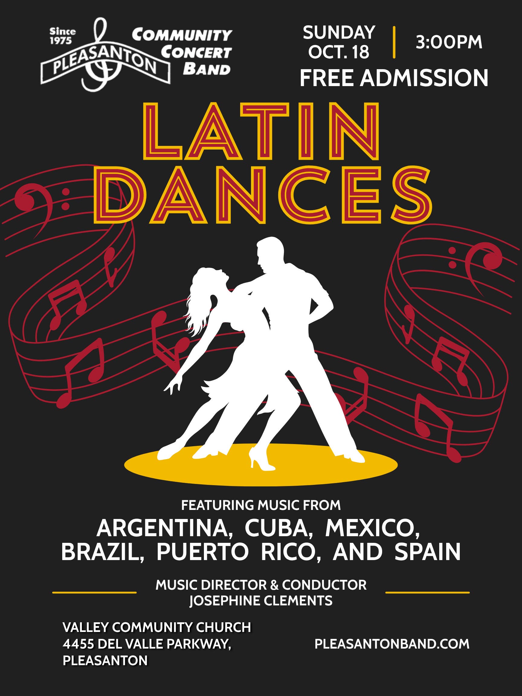 "Latin Dances" community band concert this Sunday