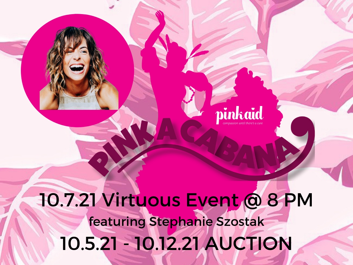 This year's guest host, actress Stephanie Szostak, will appear in Pink Aid's 2021 "Virtuous" event video on October 7th at 8 PM