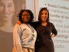 Pictured from left: Arianna Jean-Philippe '25, Mount St. Dominic Academy Diversity Club President & Black History Month Committee Chair, and Keynote speaker Dr. Janine Downie, a board-certified dermatologist and founder of Image Dermatology in Montclair.