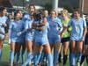 The Mount St. Dominic soccer team celebrates winning the Essex County Tournament championship. The Lions defeated Livingston, 4-1, in the final. It was the program's first county title. 
