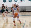 Mount St. Dominic sophomore Gia McArdle (1, shown against Livingston) has been the Lions top scorer for the 2025-26 season. Mount St. Dominic girls basketball is the fifth seed in the Non-Public A North state section this season. 