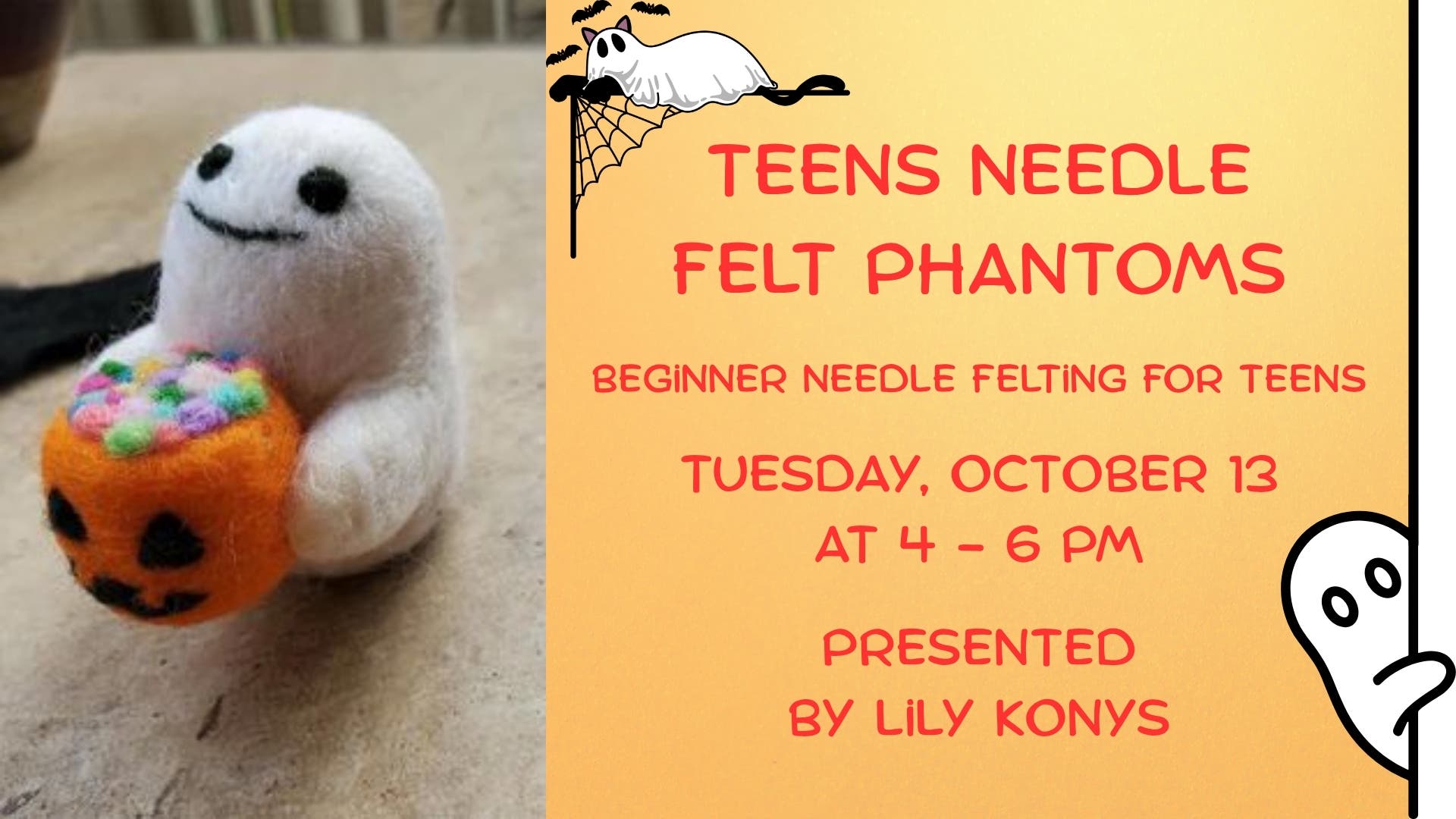 Teens Needle Felt Phantoms - Somers Library Beginner Needle Felting for Teens