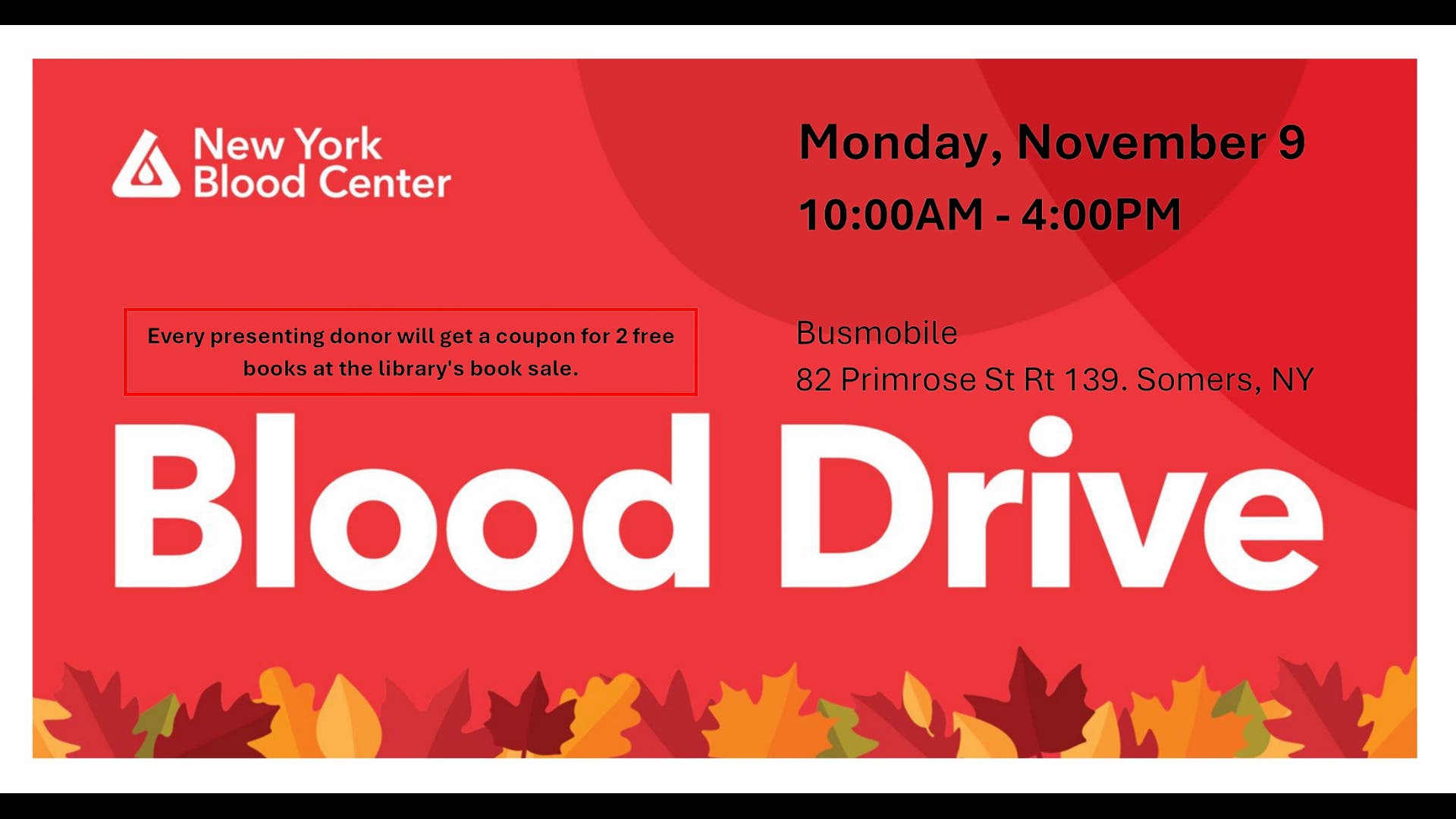 Blood Drive at the Somers Library - New York Blood Center