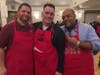 L to R: Sir Knights Scott Criscuolo,  George Ribellino and Father Reggie Norman “celebrity waiters” for Malta House fundraiser in Feb 2019