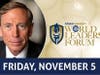 Retired US Army General David Petraeus is the next speaker at the World Leaders Forum. 