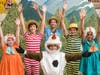 Finn Ladue as Olaf the snowman, with Keira Waldron, Nathan Baylus, Caleb Anderson, Gavin Johnson and Aubrey Anderson