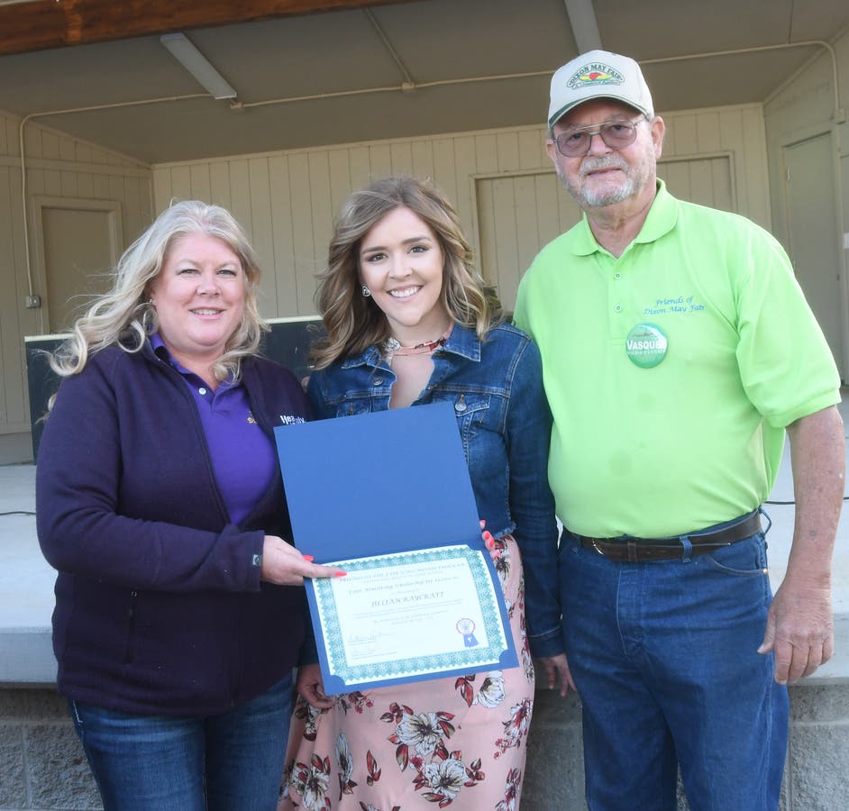 L to R: Scholarship Chair Carrie Hamel, past scholarship winner Jillian Raycraft and Friends President Donnie Huffman.