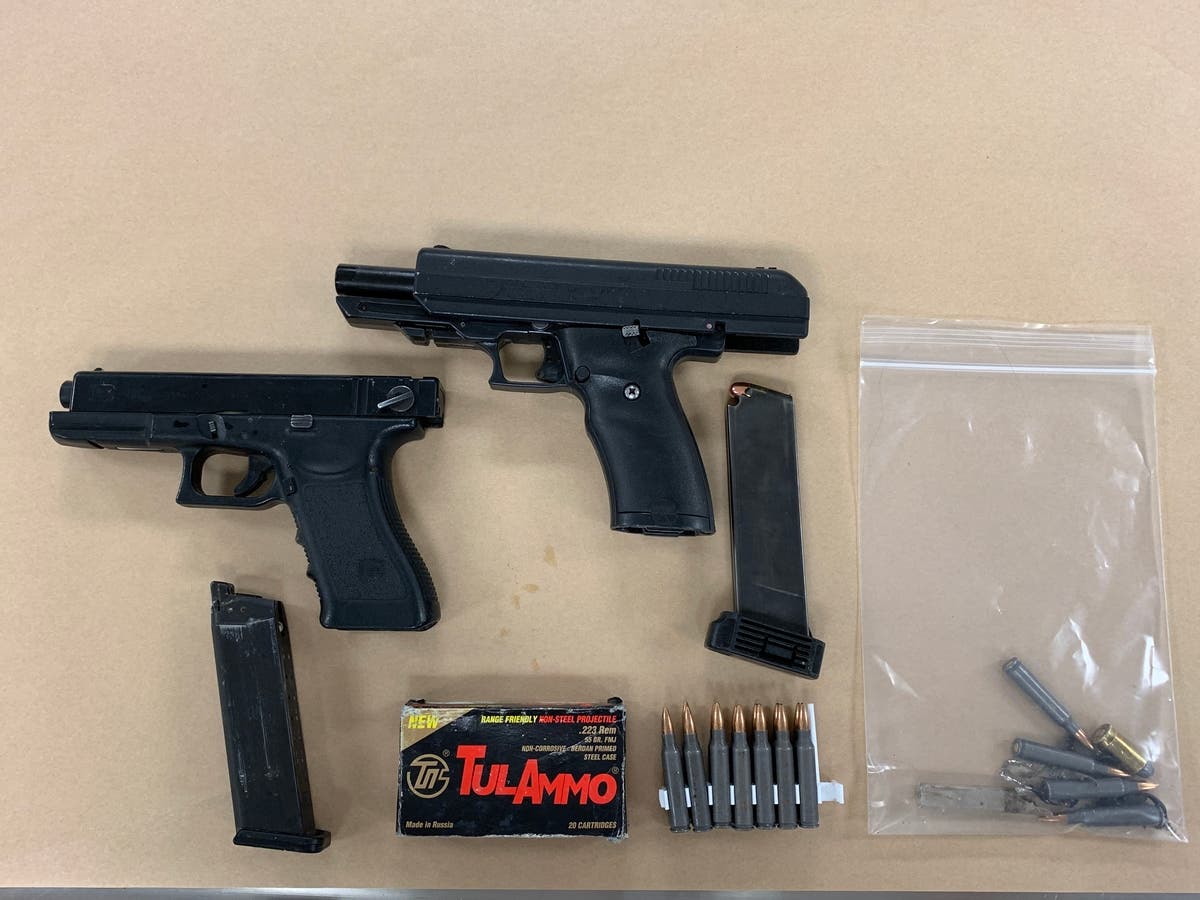 The 18-year-old Rohnert Park woman allegedly had both a replica pistol and a loaded .45-caliber semi-automatic handgun.